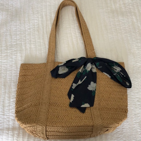 Straw Bag with Floral Scarf - Picture 7 of 7